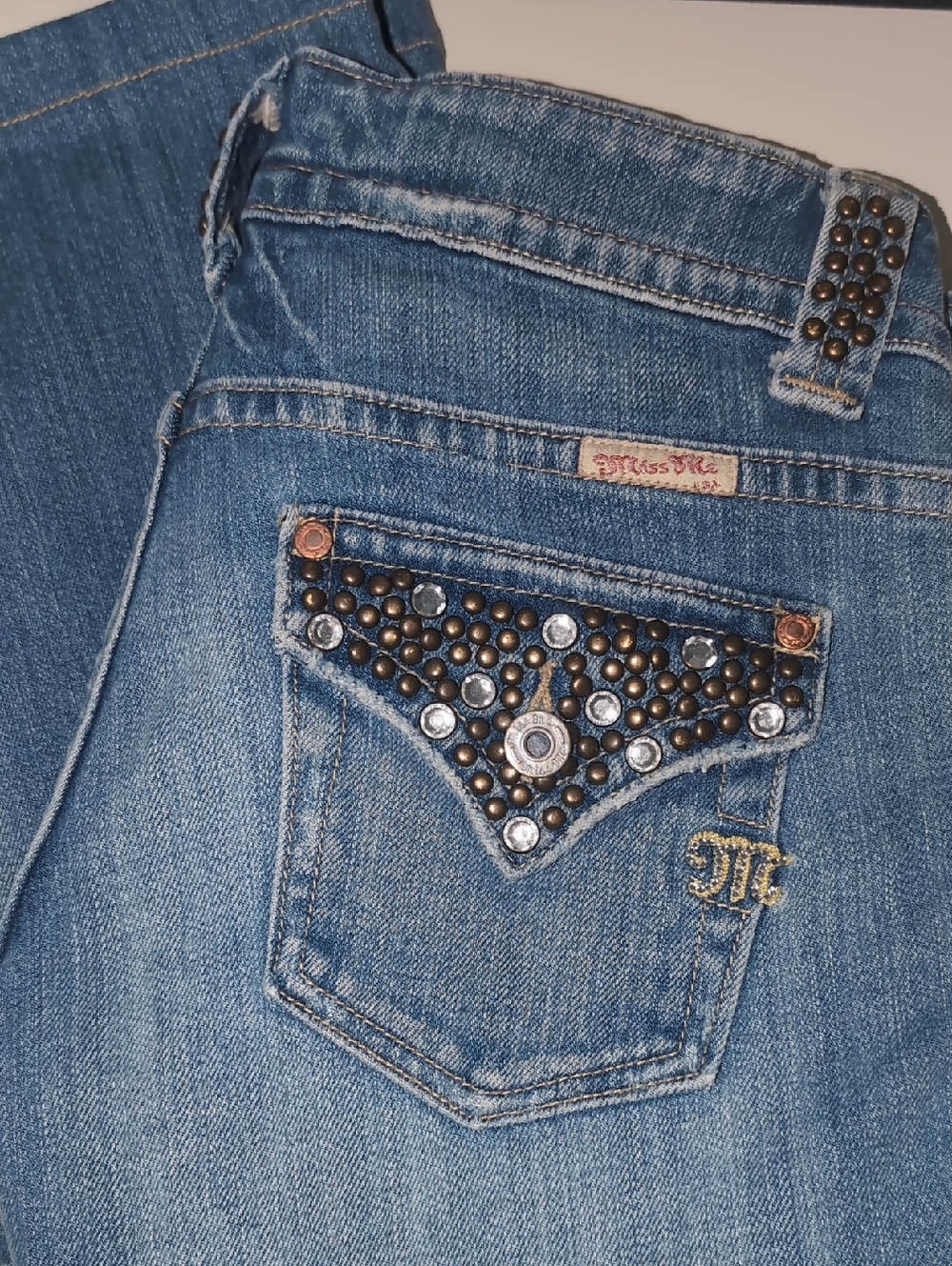 Miss Me Light Blue Embellished Pocket Boot Cut Jeans